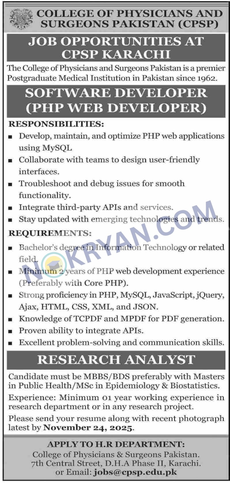 Software Developer Jobs in CPSP – Government Jobs in Karachi